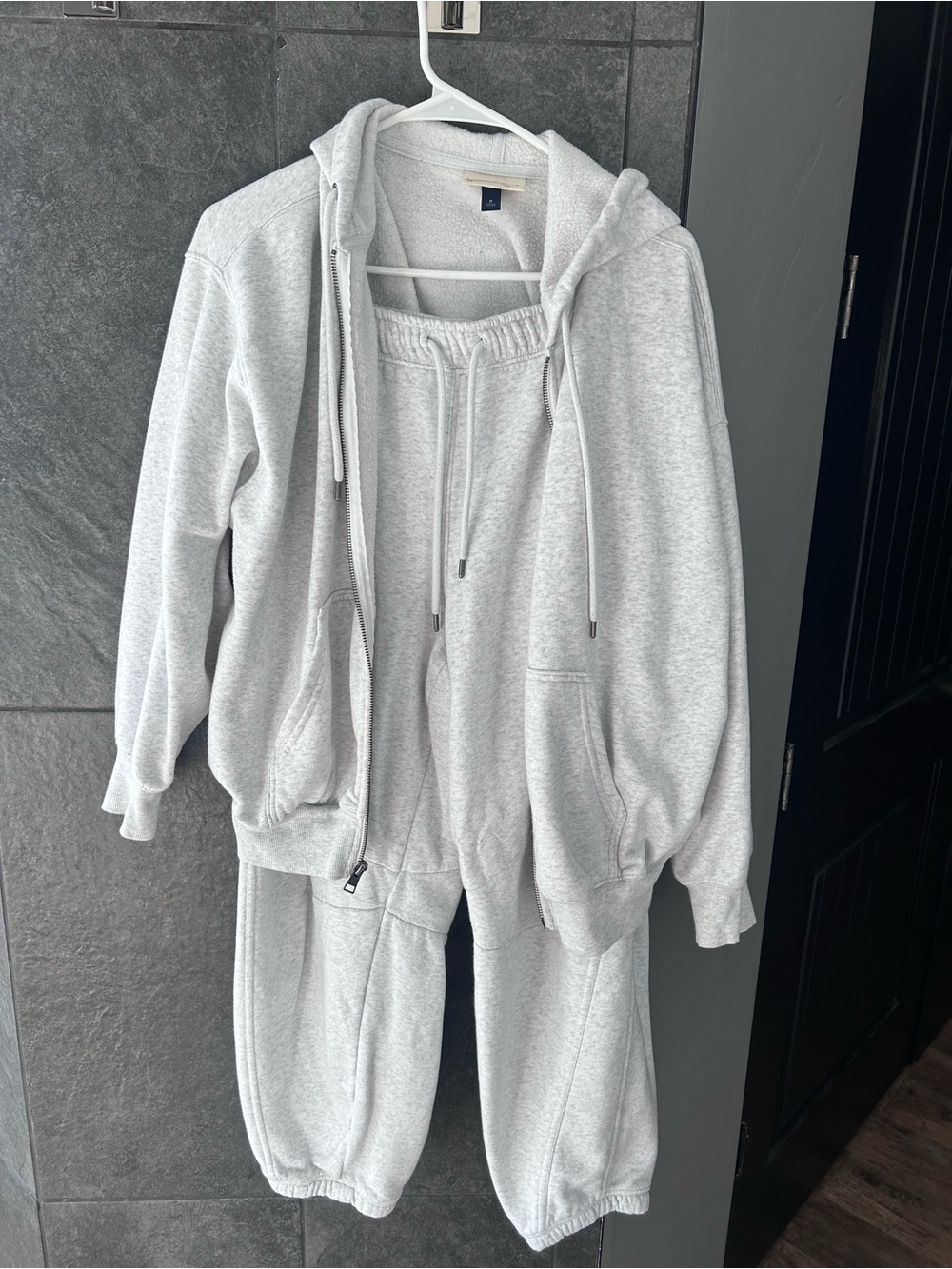 Light Gray Women's Sweatpants Jumpsuit Set